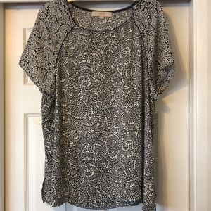 Loft Black White Paisley Top Size XXL